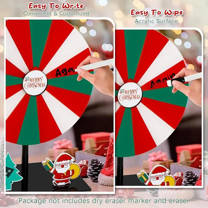 Christmas Spin Wheel For Prizes Portable 16 Slots Small Game Roulette Christmas Party Spinner Prize Wheel For Trade Shows