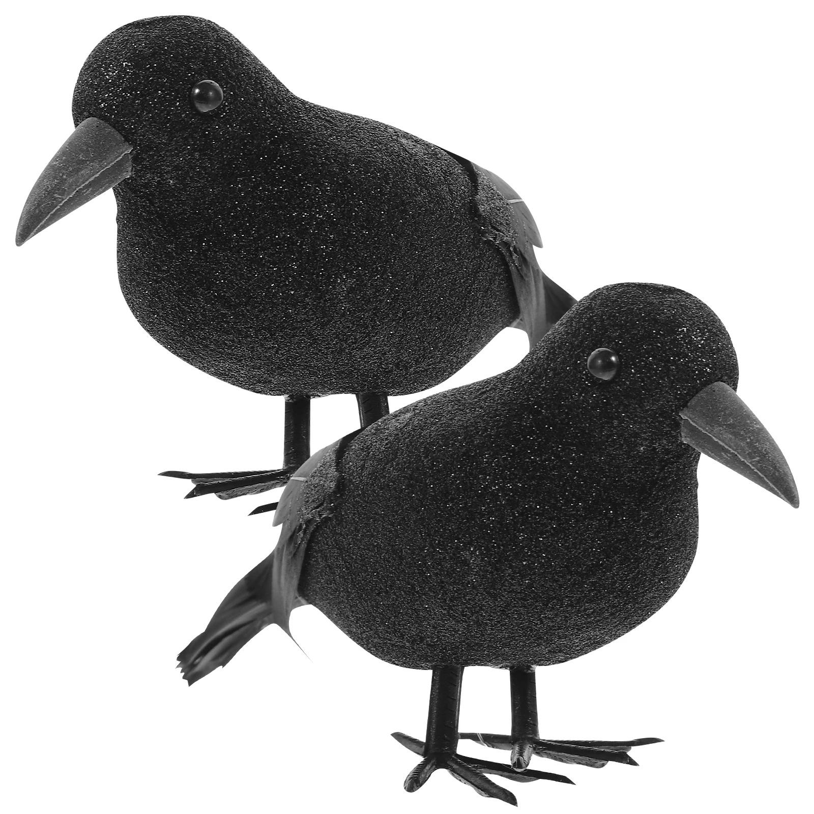 

2Pcs Simulation Crow Crafts Adornment Black Plume Ornament Halloween Party Props Statue Scary DecorHaunted House Festive Garden