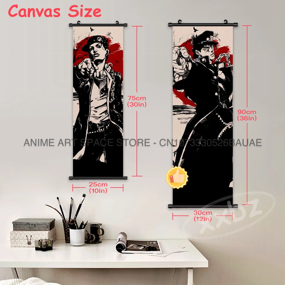 JoJo's Bizarre Adventur hängende Gemälde, Wandkunst, Schriftrollen, Bilder, Drucke, Zuhause, Anime-Poster, Leinwand, Wohnzimmer-Dekoration – Detail 4