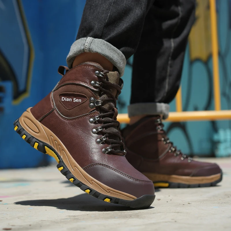 Wear-resisting Men Work Safety Boots Anti-smash Anti-puncture Work Sneakers Waterproof Boots winter Protective Work Boot