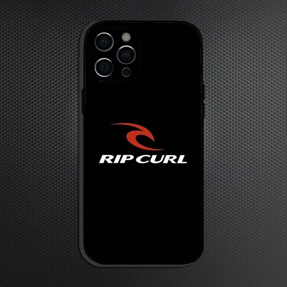حافظة هاتف بشعار Surf Beach Rips Curls لهاتف iPhone 16,15,14,13,12,11 Plus، Pro Max، أخرى غطاء أسود ناعم
