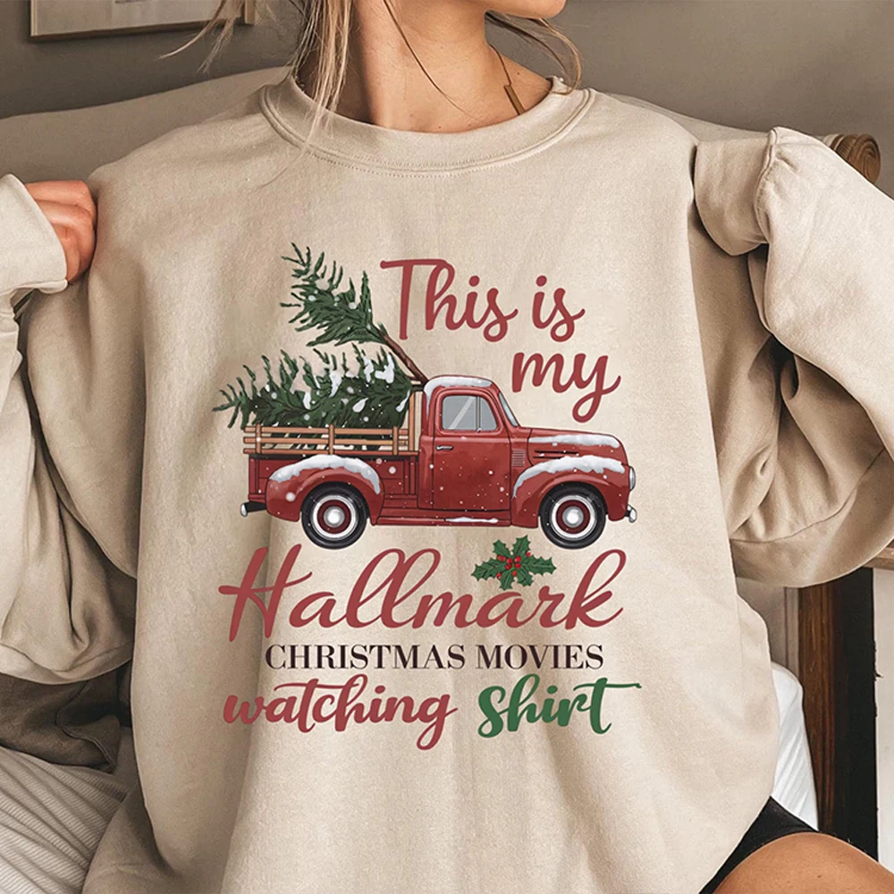 Vintage Weihnachten Gemütliches Fleece Sweatshirt Wunderbarer Weihnachtsfilm Beobachtung Unisex Sweatshirt Y2K Langarm Pullover Streetwear