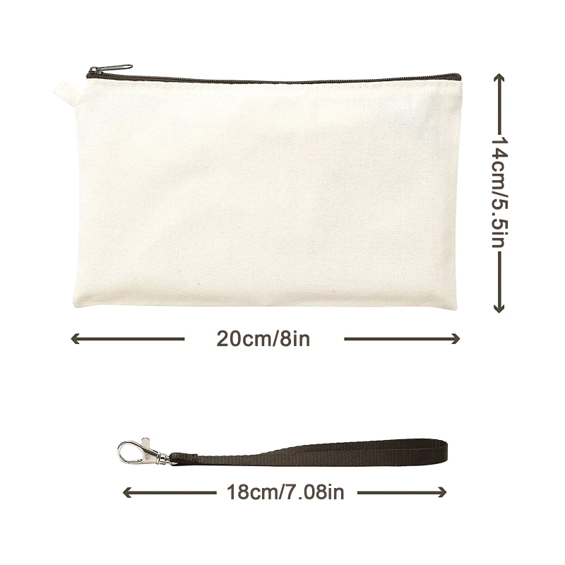10 pezzi Sublimazione-Blank-Bag 7.87x5.5 Borse per trucco a trasferimento termico con cordino per trasferimento termico a