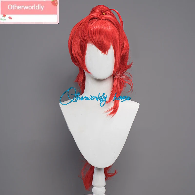 Genshin Impact Diluc Cosplay Wig Darknight Hero Pyro New Skin Mondstadt New Outfit Hair Red Long Hair with 75cm Ponytail