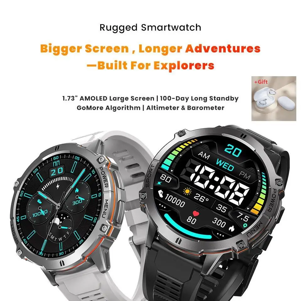 YB 1000mah Ultra-long standby time Waterproof Rugged Smartwatch European and Russian hot-selling watches 1.73inch bigger screen