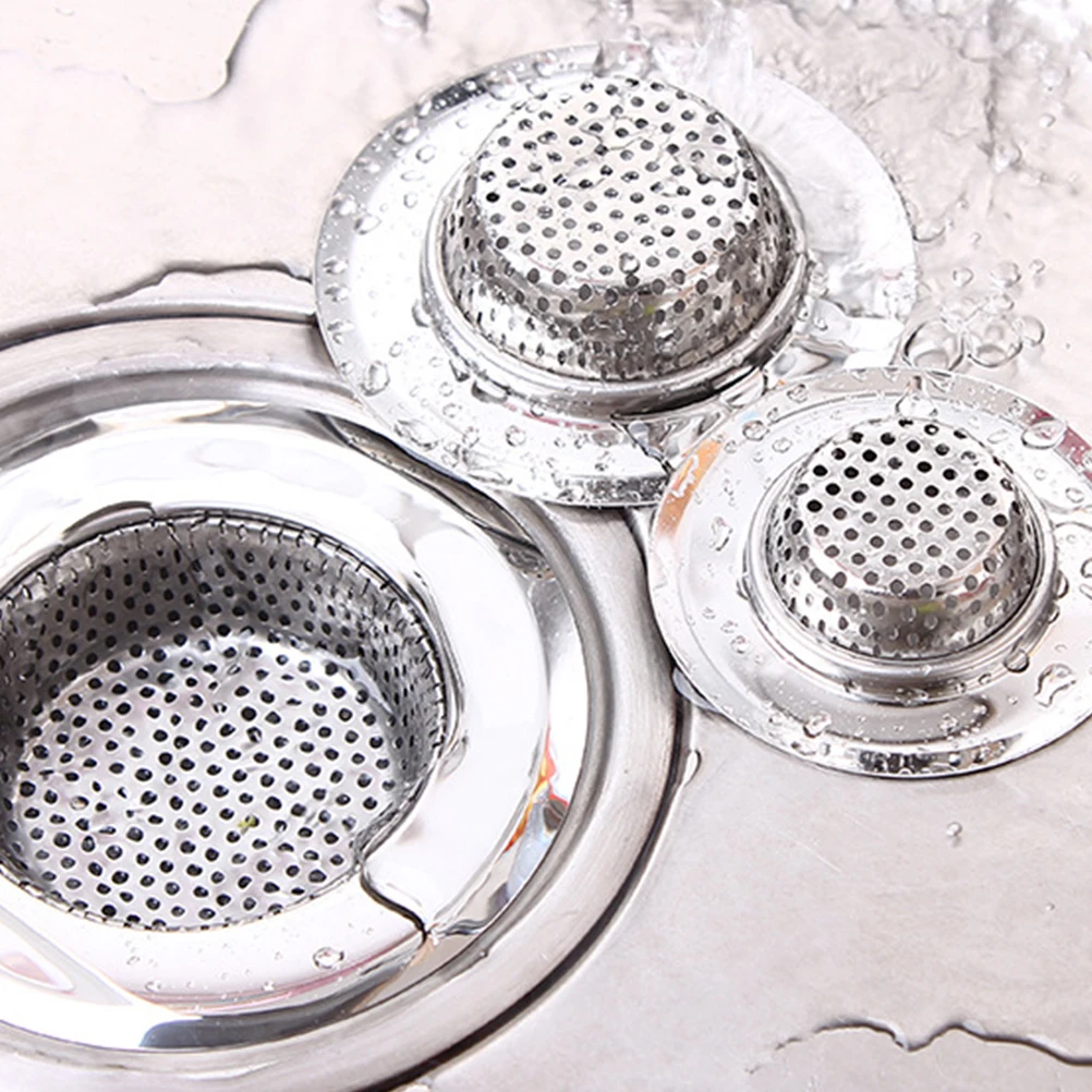 

2pcs Stainless Steel Drain Strainer For Kitchen Sink Bathroom Heavy Duty Leak Proof Mesh Filter Tool