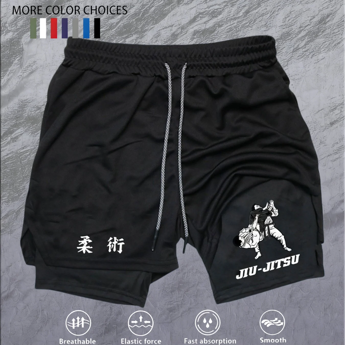 Print 2 in 1 Running Workout Shorts for Men Gym Performance Compression Shorts with Phone Pocket Towel Loop Athletic Activewear