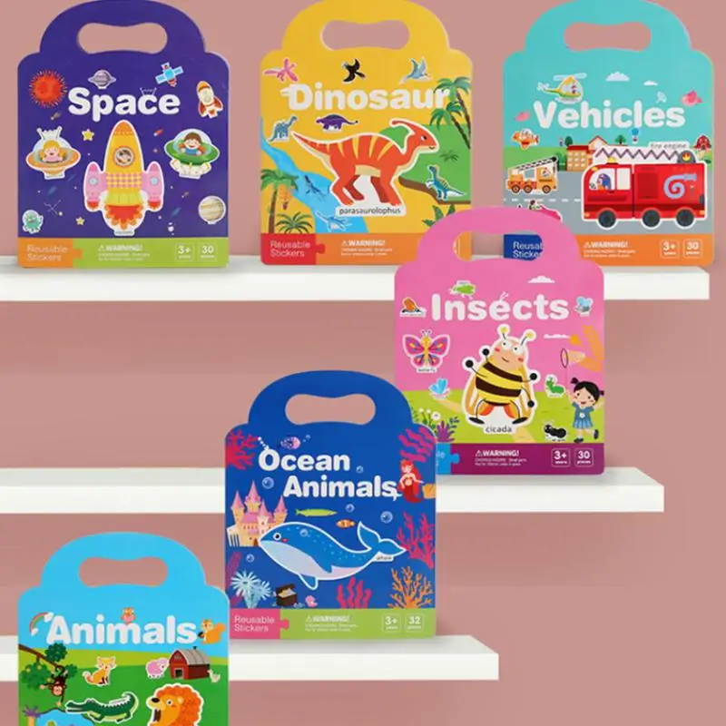 1 Set Kids Portable Reusable Quiet Busy Paste A Book Children DIY Sticker Book Bubble Scene Sticker Jelly Paste Toy