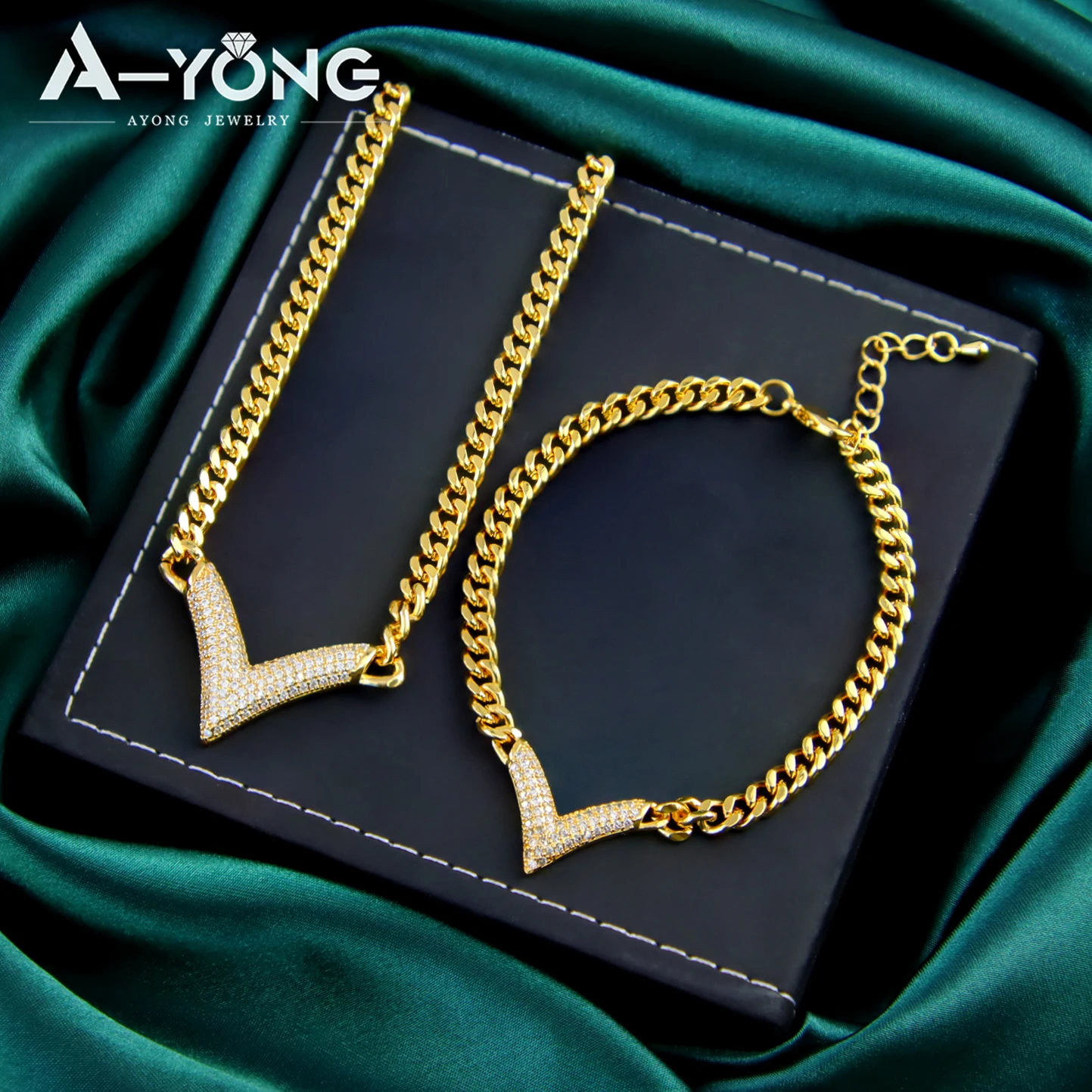 Luxus Dubai Vergoldet Halskette Set 21k Gold Farbe Italienische Volle 5A Zirkon Choker Anhänger Saudi Frauen Chic Hochzeit schmuck – Detail 3
