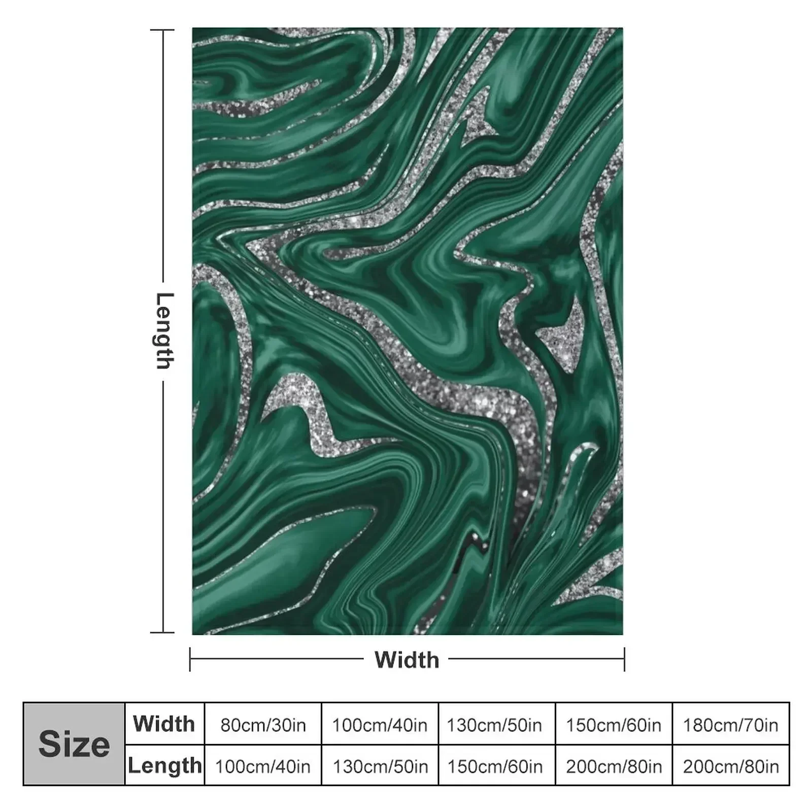 Emerald Green Black Silver Glitter Marble #1 (Faux Glitter) #decor #art Throw Blanket