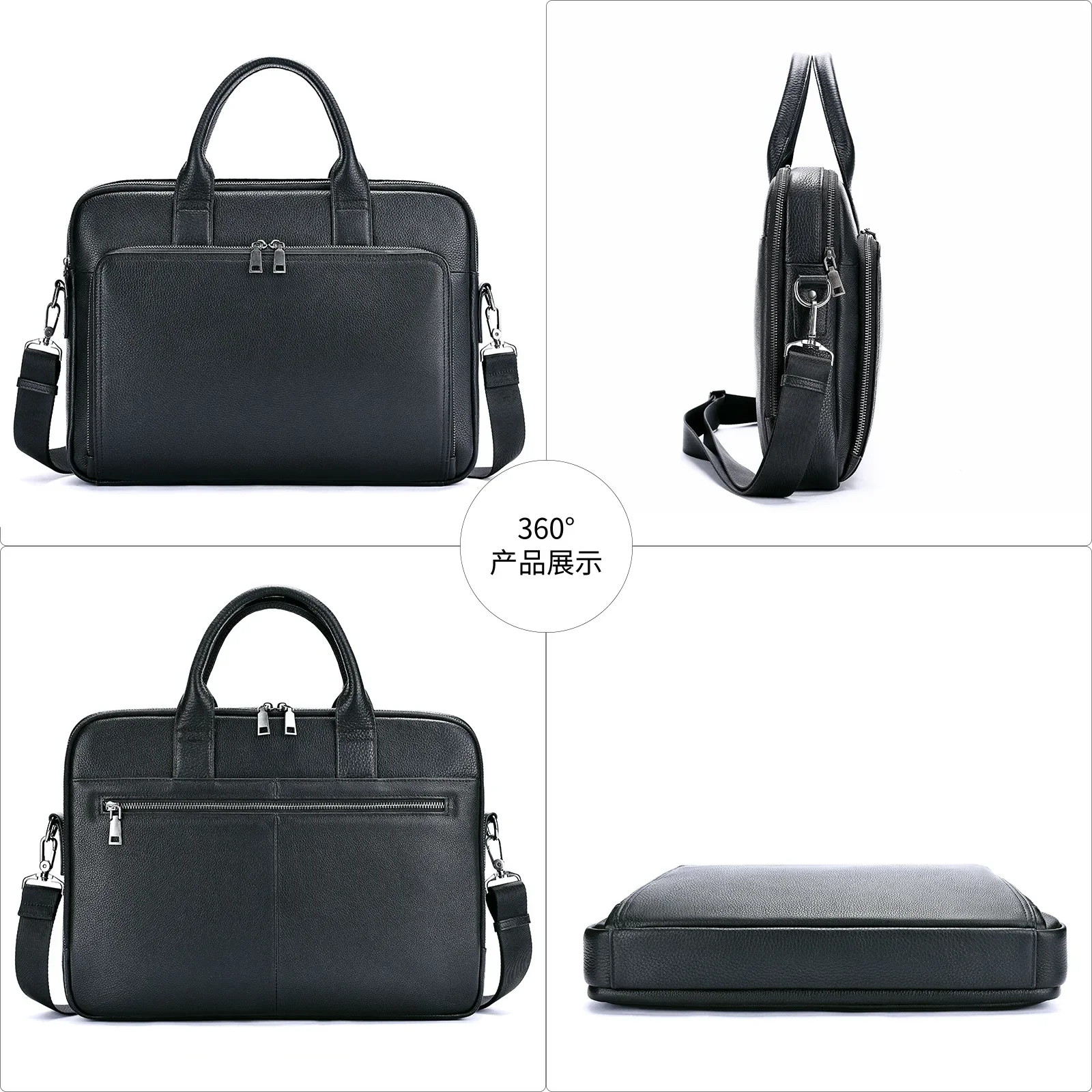 Men's Genuine Leather Business Briefcase Large Capacity Laptop Bag