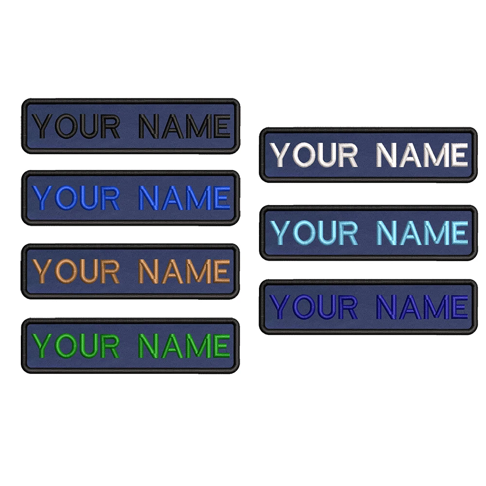 10 x2.5cm blu Navy ricamo nome personalizzato testo Patch strisce distintivo ferro su o toppe di supporto blu scuro scuro