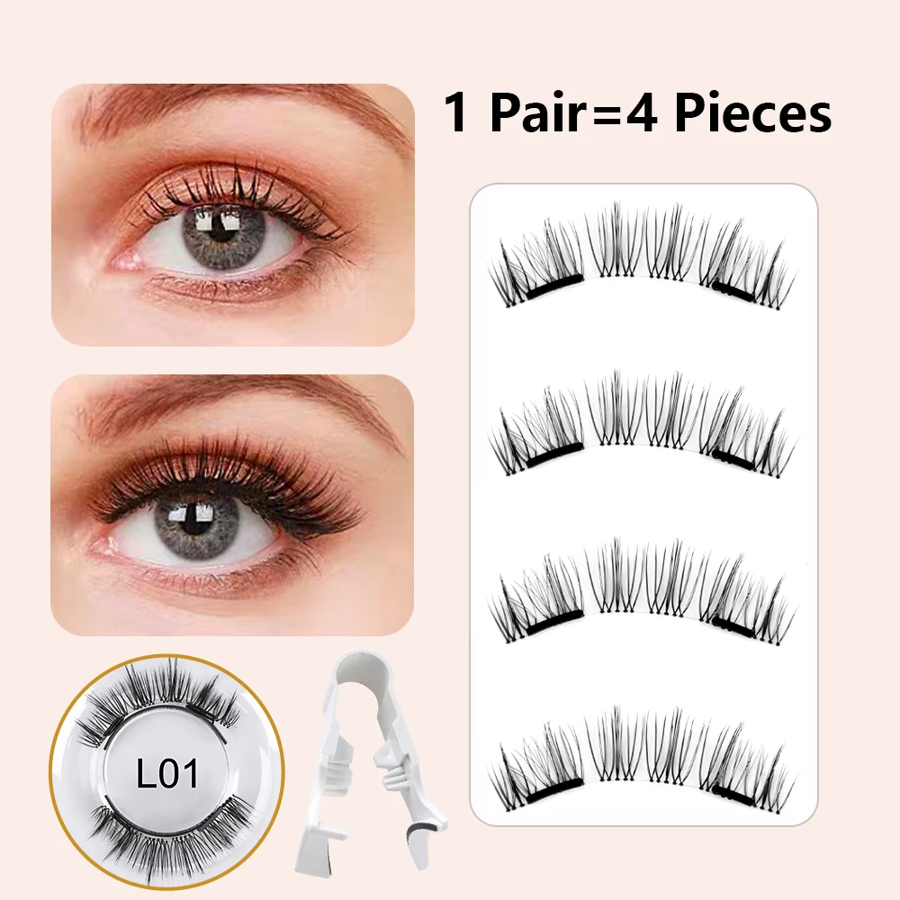 Reusable Magnetic Eyelashes with Applicator Tweezers set 3D Natural Magnetic False Eyelashes Self-adhesive lashes strip supplies