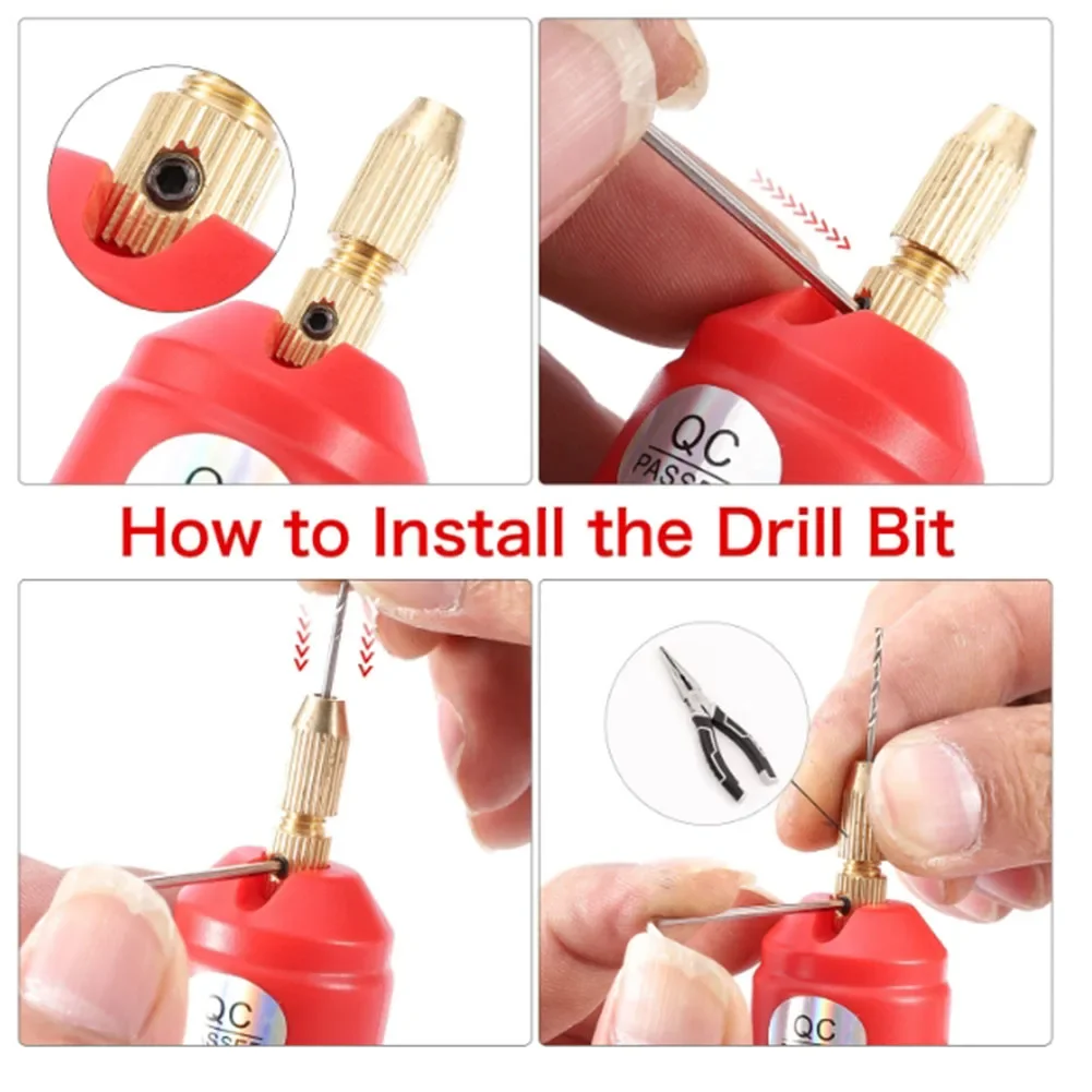 

USB Electric Drill with Drill Bit Set Essential Tool for Resin Wood Polymer Pendant Making Easy to Install and Use