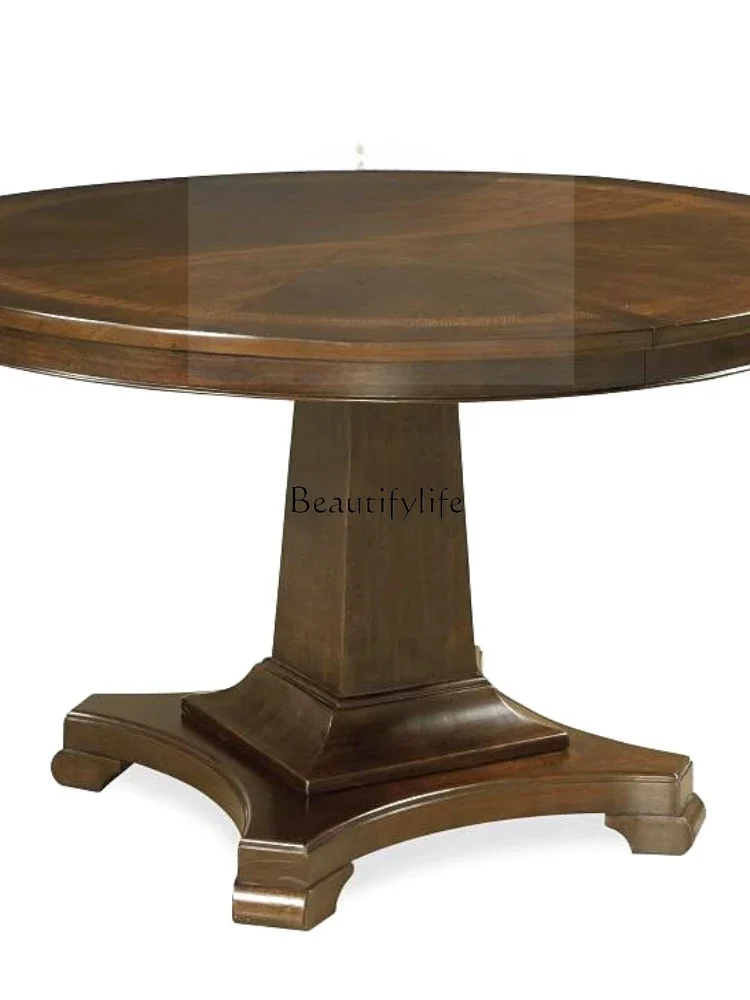 X4 Imported European luxury retro round dining table American oak