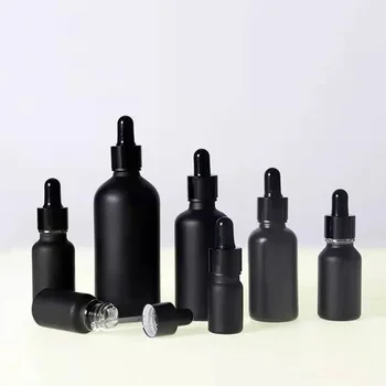 Wholesale empty dropper bottle black essential oil glass aromatherapy liquid massage pipette for 5-100ml dropper refillable