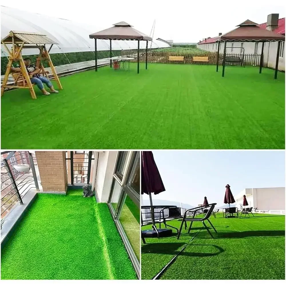 Green 2.5cm Thick Artificial Grass Mat for Outdoor Gardens and Play Areas, 60x90cm