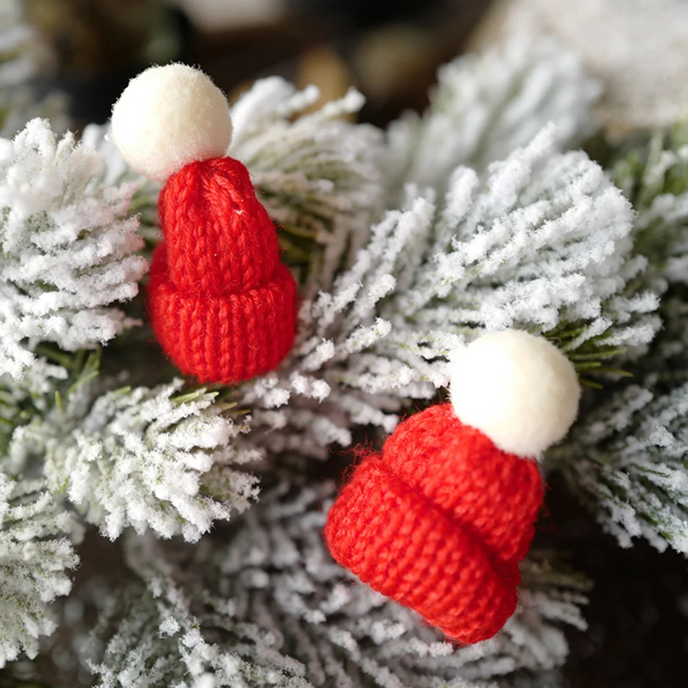 

10Pcs Mini Christmas Hat Ornament Soft Woolen Pendant Home Decor DIY Accessories Christmas Tree Decoration Party Favor