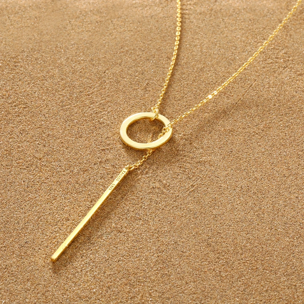 INS أسلوب بسيط قلادة طويلة قلادة للنساء رومانسية 925 فضة الذهب اللون فضي اللون هدايا thdaFine مجوهرات #1