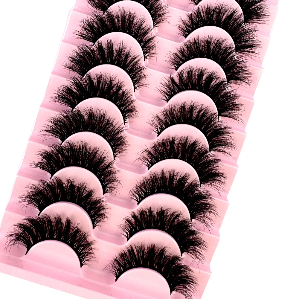 HBZGTLAD-Cílios Postiços Naturais, Cílios Falsos, Maquiagem Longa, 3D Mink Lashes Extension, Cílios para Beleza, Novo, 10 Pares