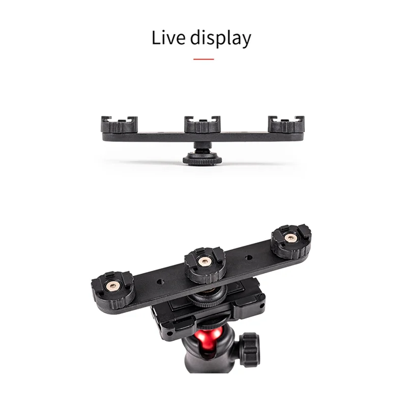 

A47F-1/4 Screw Hole Cold Shoe Bracket Vlog Expansion Bracket 3 Hot Shoe Adapter ,For Camera Tripod Cell Phone Clip