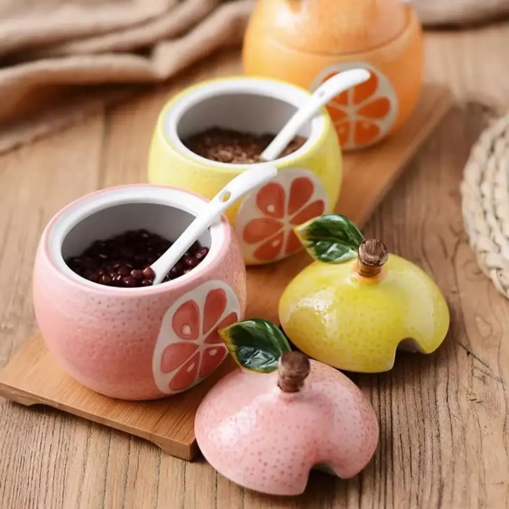 

Fruit-shaped Ceramic Spice Jar Japanese-style Cartoon Spice Container Decorative Spice Storage Jar Cooking Essentials