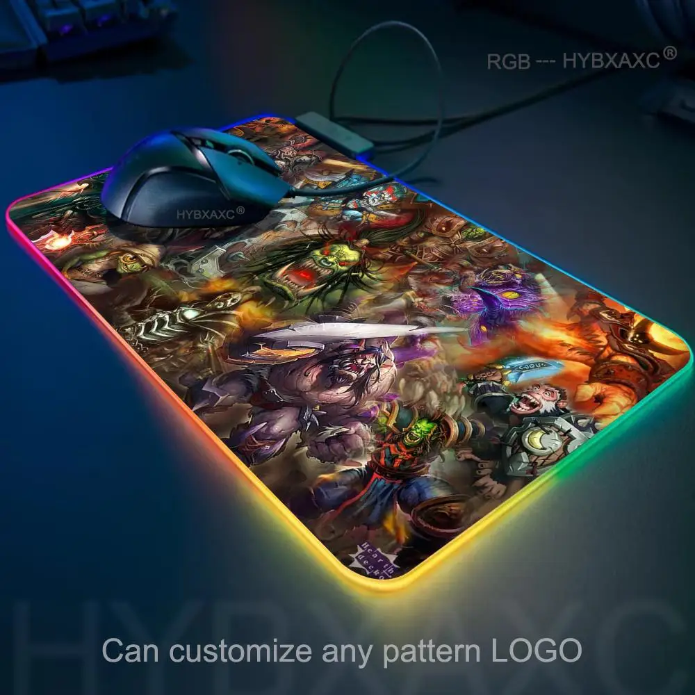 

HYBXAXC Mouse Pad RGB Gaming Mouse Pad Desk Mat HD Gamer Large LED Light XXL HearthStone Heroes of Warcraft Kawaii RGB Mouse Pad