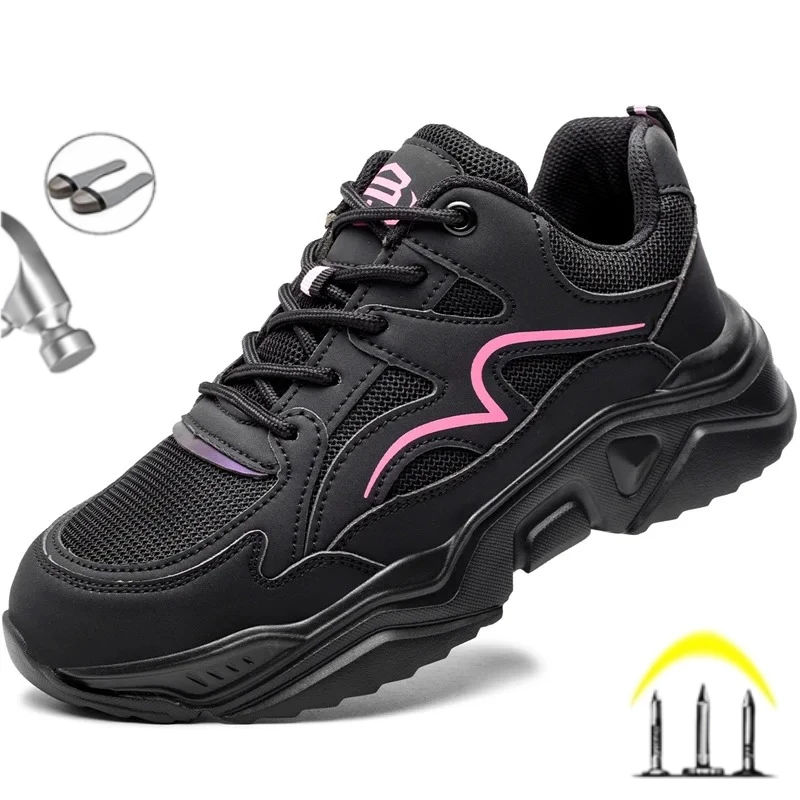 

New 2026 Fashion Elegant Women Safety Work Shoes Anti-smash Puncture-proof Labor Protection Boots Lightweight Femalle Footwear