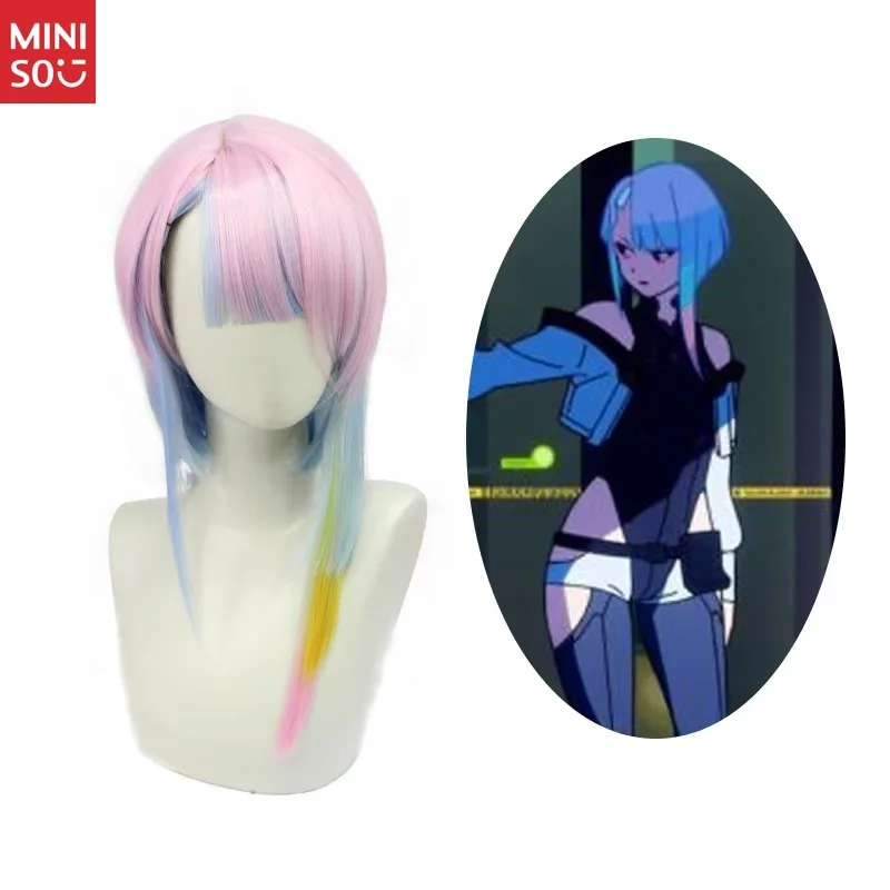 

Киберпанк с бахромой Walker Runner, разноцветный постепенный сменный стиль, короткие волосы Люси Люси, парик для косплея, головной убор