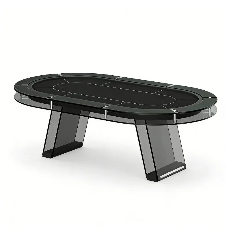 Transparent poker t High-end solid wood table Tempered glass chess and card Leisure and entertainment table