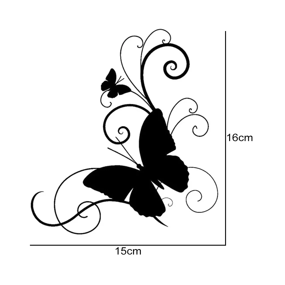 美しい蝶の車のステッカー,ビニールフィルムステッカー,カーアクセサリー,車体,バンパー,窓,オートバイ,ラップトップ,壁,15x16cm