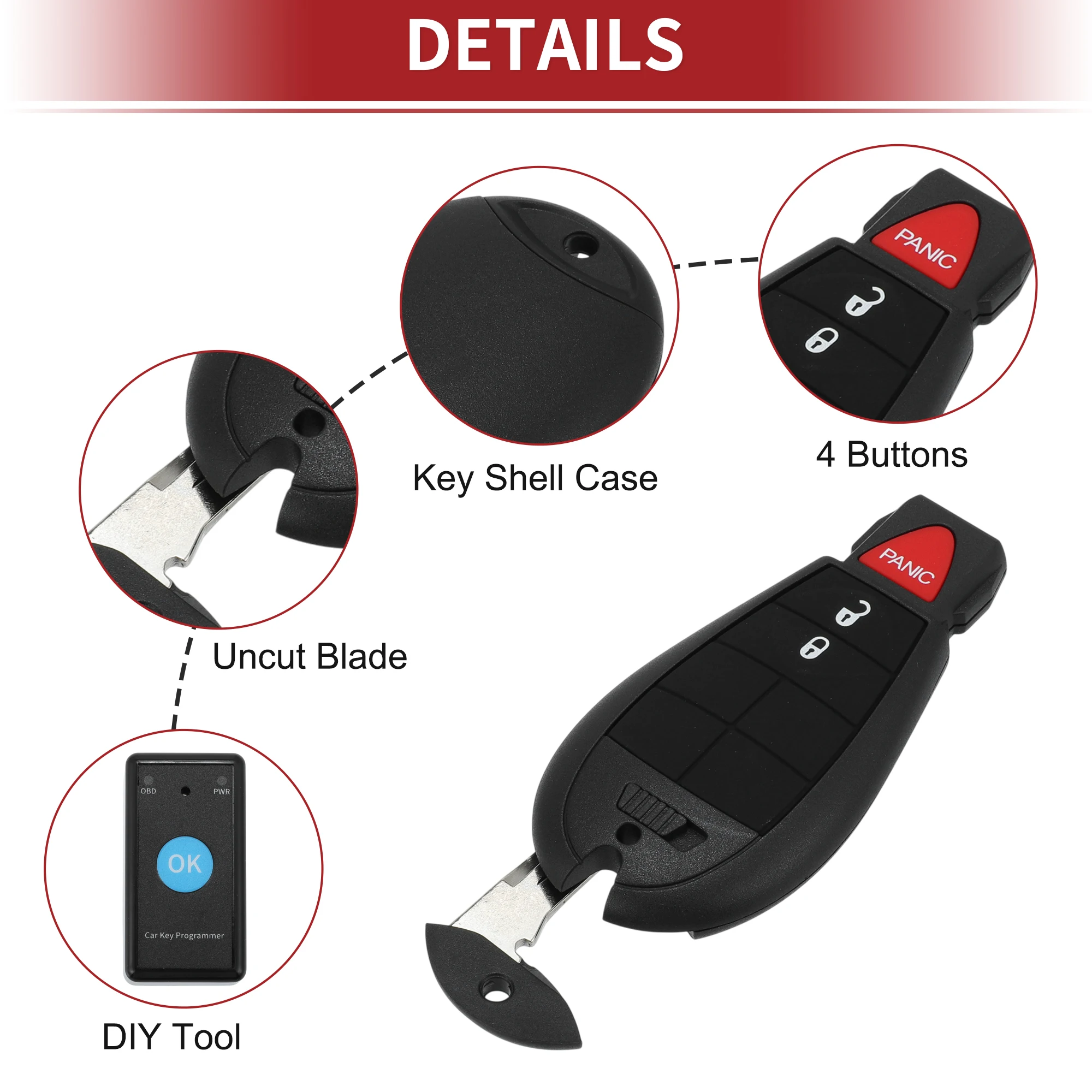 X Autohaux GQ453T Keyless Entry Remote Key Fob DIY Tool for Ram 1500 3500 13-17