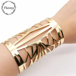 Fkewyy Luxury Bracelet For Women Fashion Jewelry Punk Accessories Hollow Out Jewelry Design Gold Plated Cuff Bracelet Long Punk