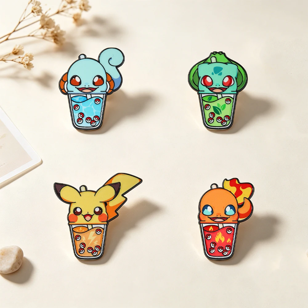 Kawaii Cartoon Bubble Tea Enamel Pins Cute Anime Animal Brooch Lapel Badge for Backpack Clothing Decor Jewelry Gift for Fans