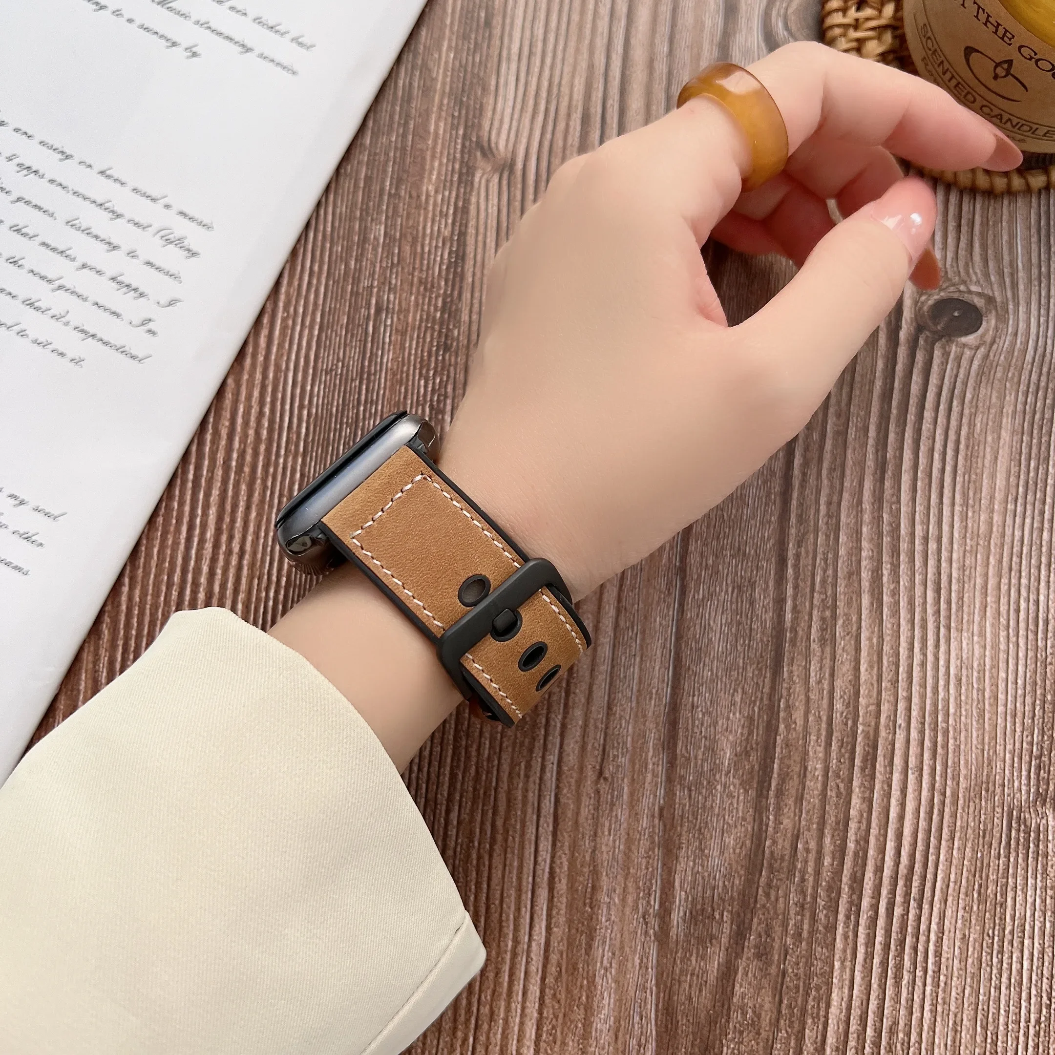 Silicone Leather Strap for Apple Watch Ultra 10 8 7 45mm 41mm 42mm 46mm 49mm 6 5 4 SE 44mm 40mm Wear-resistant Wristband Correa