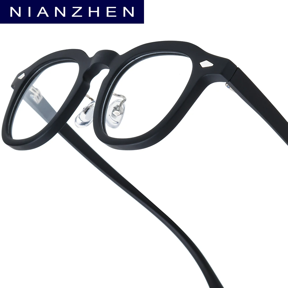 NIANZHEN Acetate Eyeglasses Frame Men New Square Brand Design Glasses Women Retro Vintage Eyewear Johnny Depp Spectacles 5507
