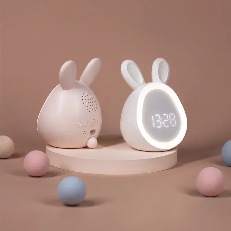 

Rabbit Alarm Clock USB Charging Button Setting Timed LED Dimming Light Children'S Smart Snooze Clock Decorative Desk Lamp