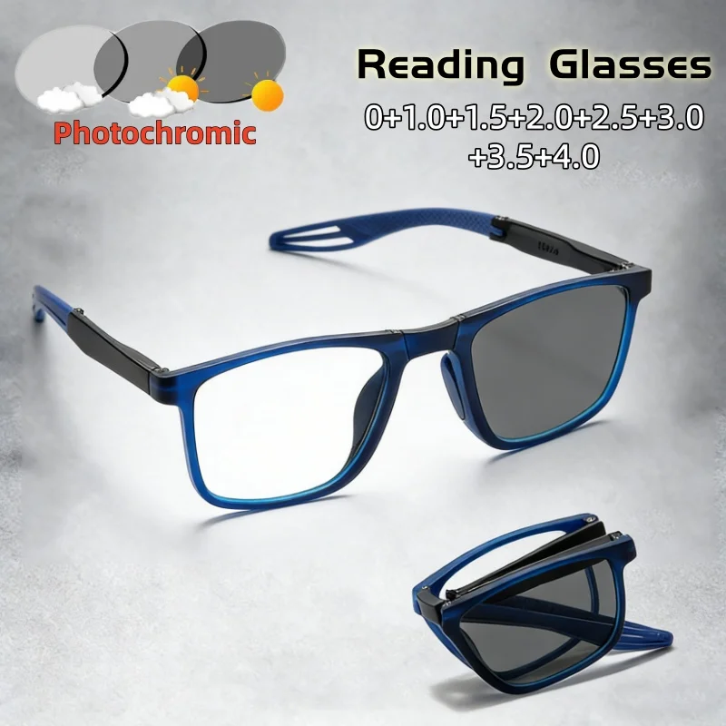 

Lightweight and Portable Folding Photochromic Presbyopia Glasses Comfortable Anti Slip High Definition Anti Blue Light Eyewear