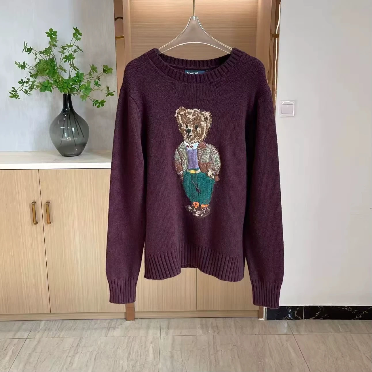 Fashionable Women's Knit pullover Sweater with Bear Embroidery Cozy Cartoon quality Top for Autumn & Winter