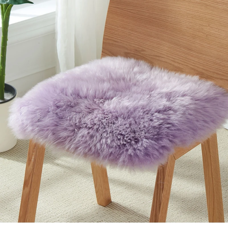 Cushion Pure Wool Chair Cushion Thickened Furry Simple Fashion Warm Sofa Cushion Whole  Genuine Sheep Skin European Solid Color