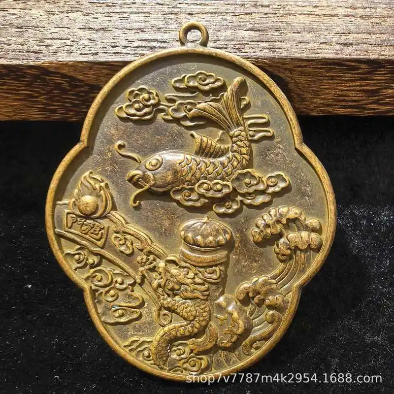Brass Craft: Fish Leaping Over the Dragon Gate, Mountain Ghost Copper Coin Home Decorative Pendant
