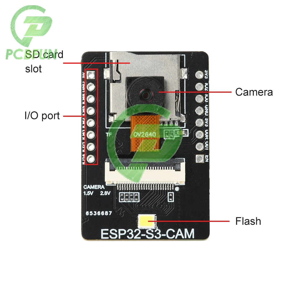 

ESP32-S3-CAM WiFi Bluetooth Development Board with Visual Recognition Module OV2640 Camera Type-C Interface for IoT Projects