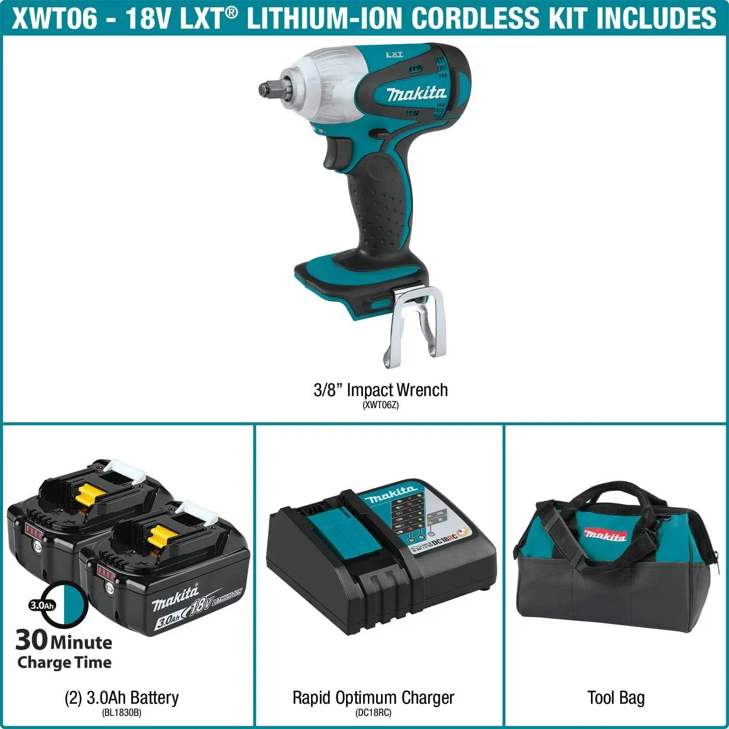 Makita xwt06z 18v lxt®Lithium-Ionen-Akku 3/8 "sq. Antrieb Schlags ch rauber, nur Werkzeug