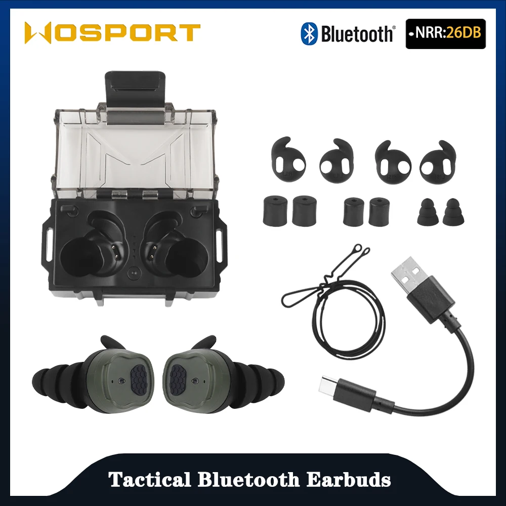 

Tactical Bluetooth 5.3 Interconnect Headset，Electronic Sound Pickup&Noise Reduction,Hearing Protective Earplugs TYPE-C Charging