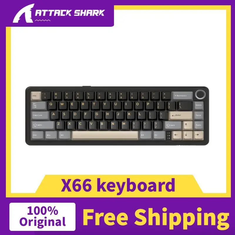 

Attack Shark X66 2.4G Wireless Mechanical Keyboard Supports Hot-swappable RGB Lighting Effects, Wired Gaming Keyboard Gift