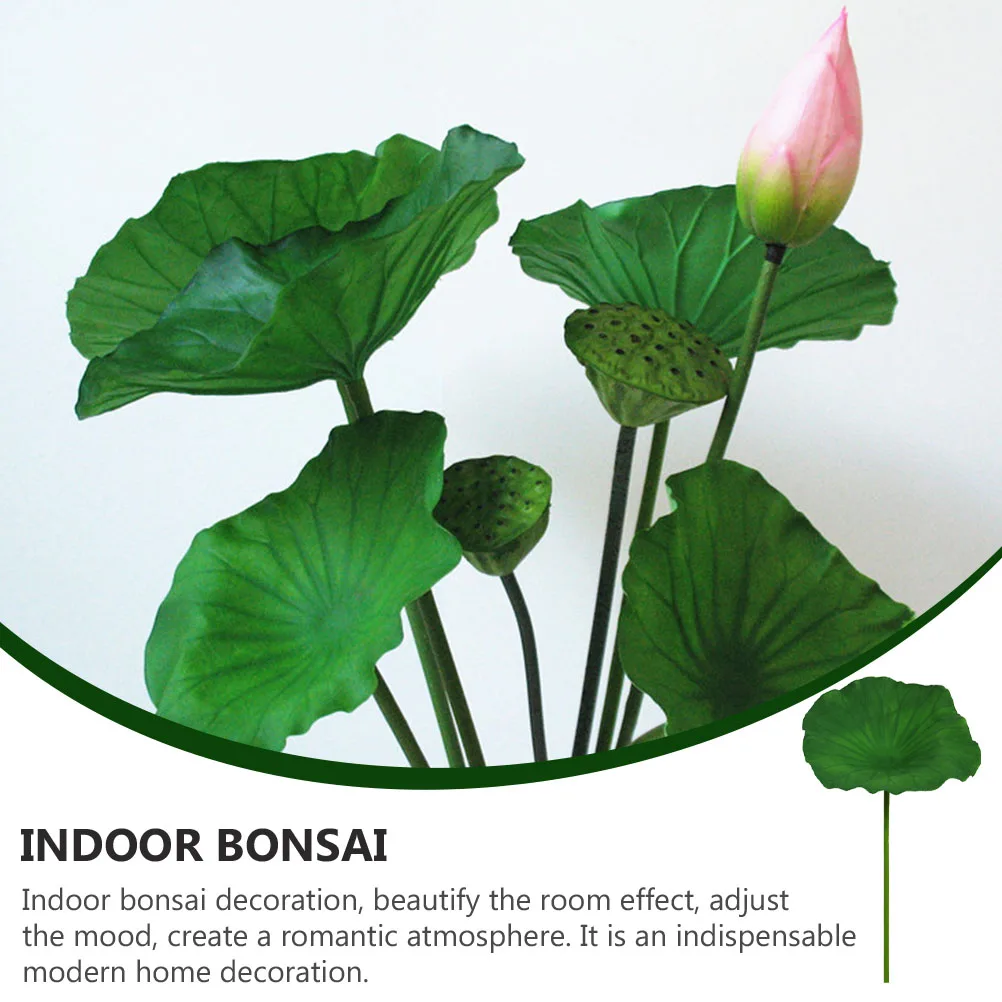 

Artificial Lotus Flower Bud Decor PU Leaf Water Lily Pads Craft Home Pastoral nament SimulatedIndoor Bonsai Modern Decor