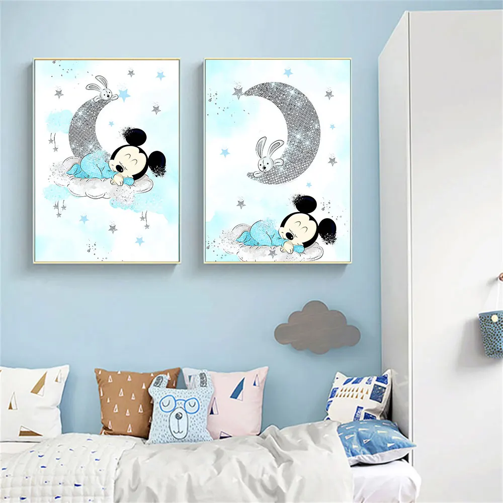 

Baby boy wall decor Mickey mouse canvas poster Disney Mickey Mouse art Baby Mickey Mouse poster set Mickey home decor kids room