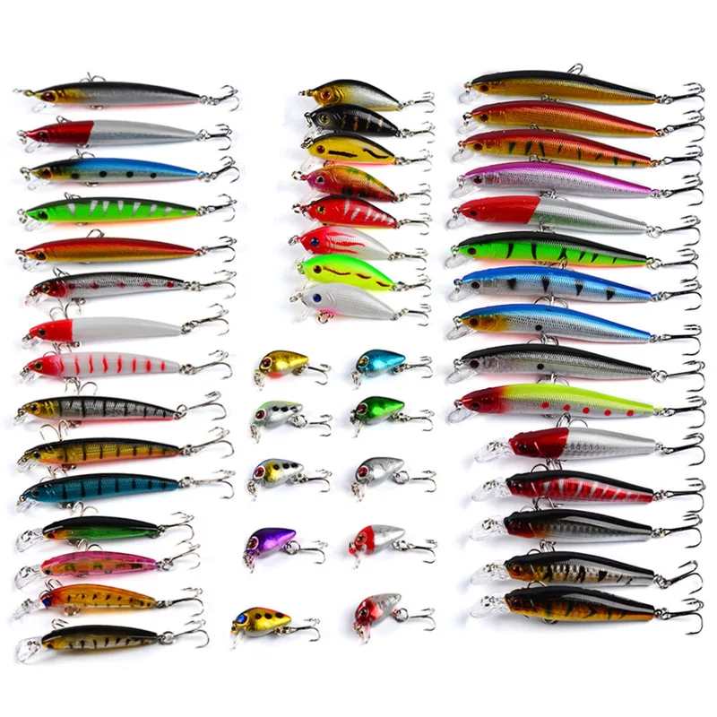 Universal multi-specification combination fishing gear set48PCSLure fishing bait set, including soft and hard baits, for targeti