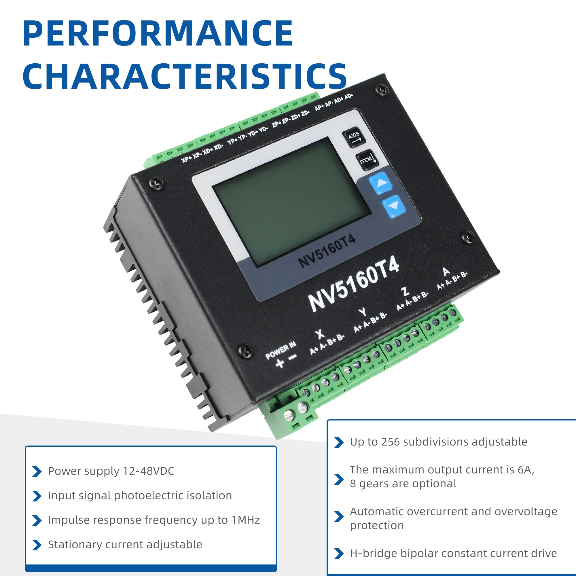 High Performance 4 Axis Stepper Motor Driver NV5160T4 12-48VDC Max 6A For Pulse / Direction Control