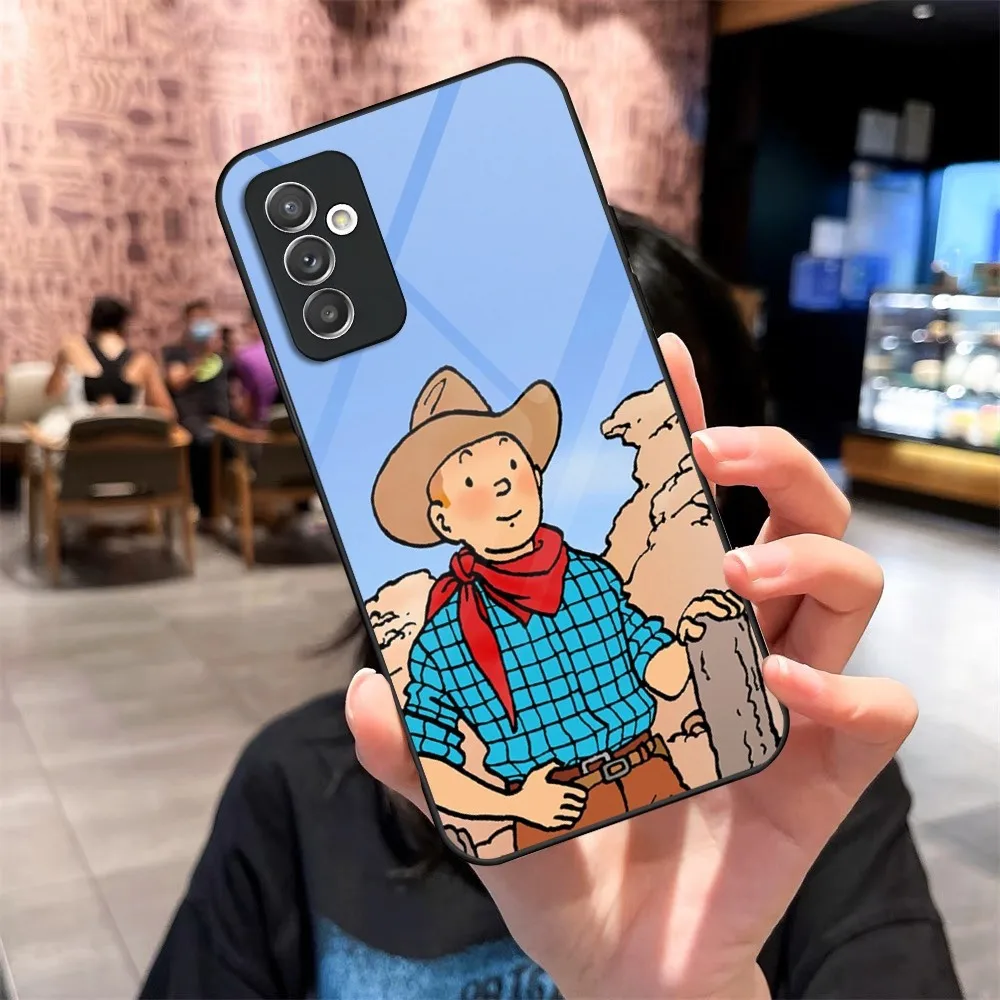 The Adventures of Tintin Phone Case Glass for Samsung Galaxy S24 S20 S21 S22 S23 Ultra Fe Plus A34 A54 A24 A52 A53 M54 Cover